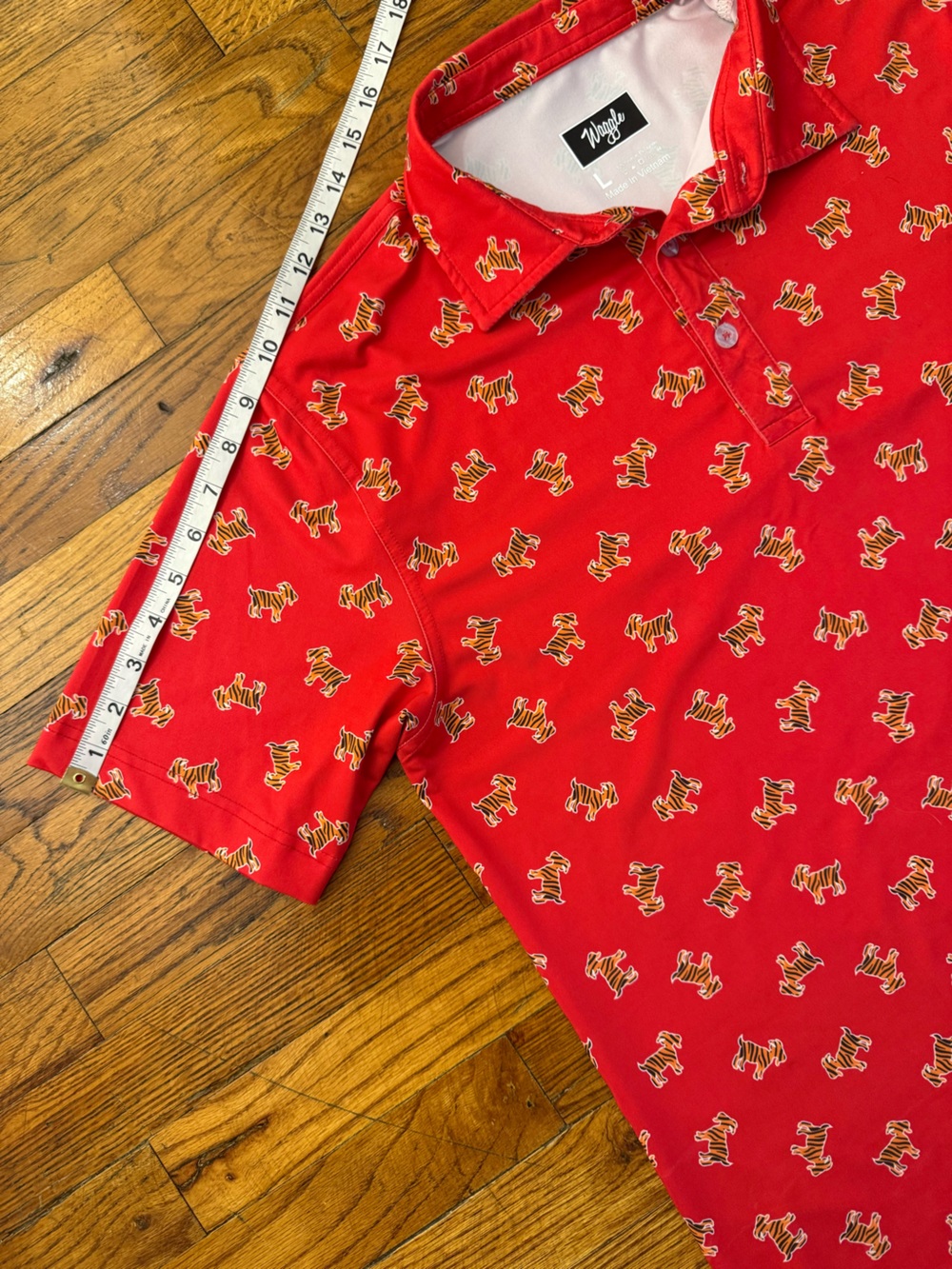 Waggle Golf The GOAT Sunday Red Tiger Stripe Goat Performance Polo Men’s Size L - Picture 8 of 11